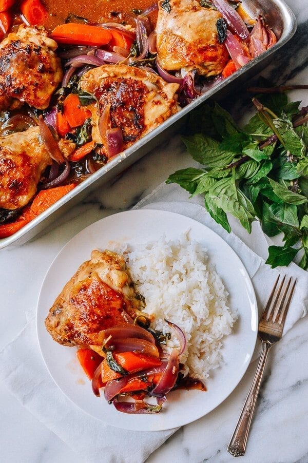 Thai Roasted Chicken Thighs, by thewoksoflife.com