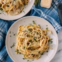Chicken Fettuccine Alfredo with Roasted Garlic, by thewoksoflife.com