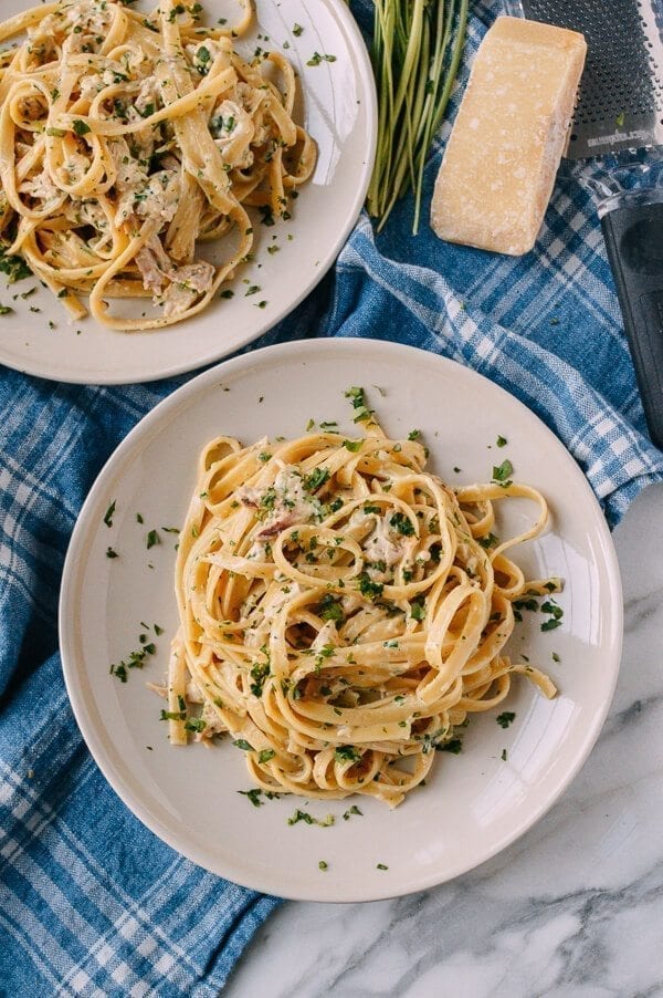Chicken Fettuccine Alfredo with Roasted Garlic