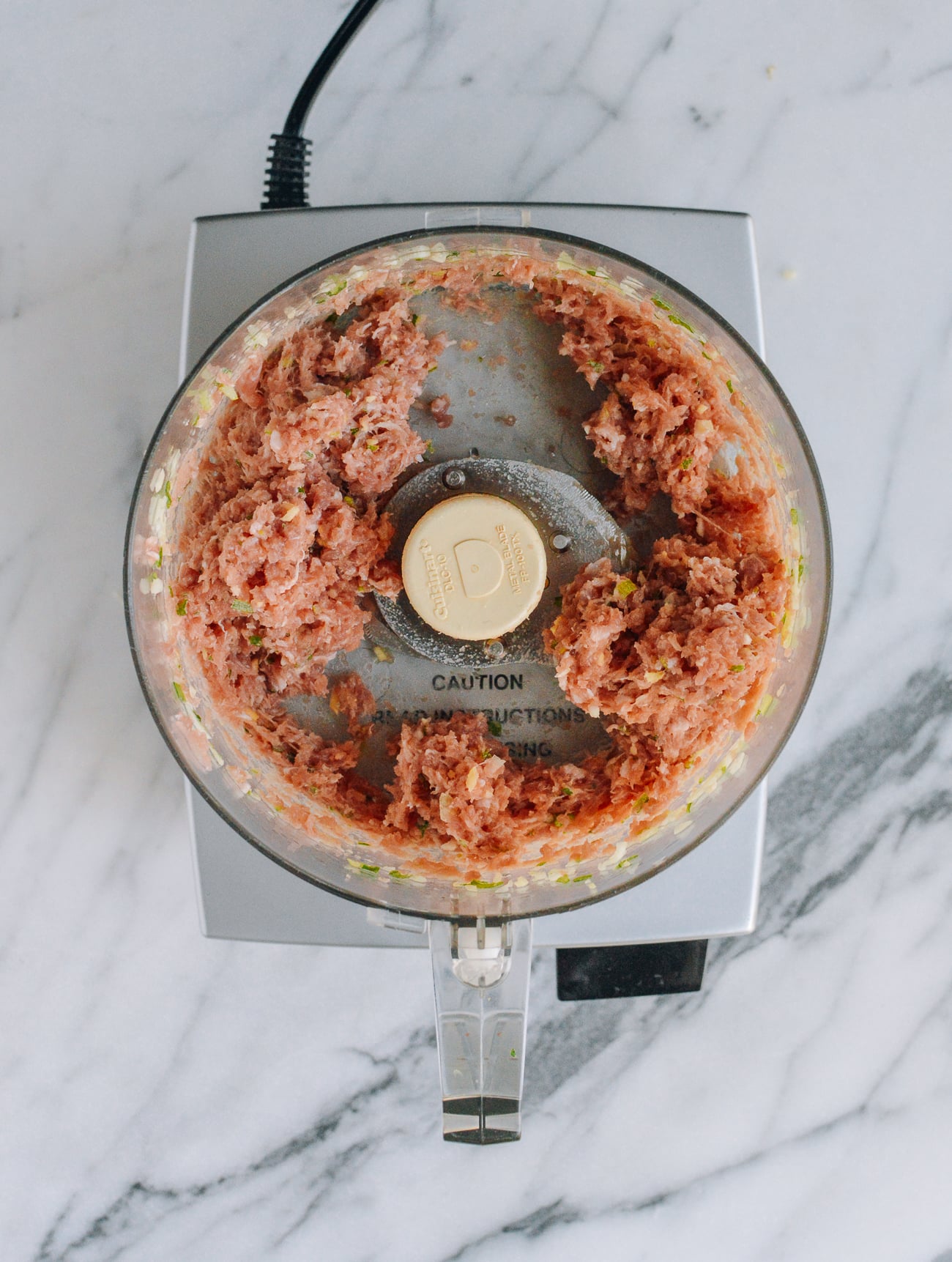making gyoza filling in food processor