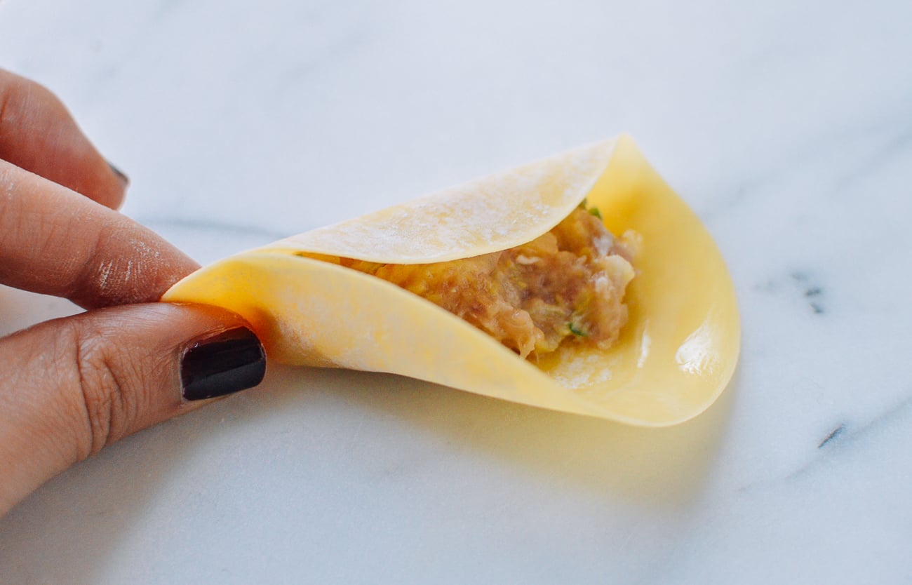 wrapping gyoza