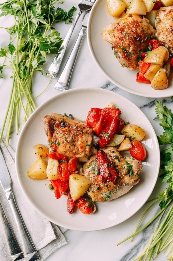 Mediterranean Chicken Thighs, by thewoksoflife.com