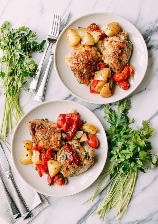 Mediterranean Chicken Thighs, by thewoksoflife.com