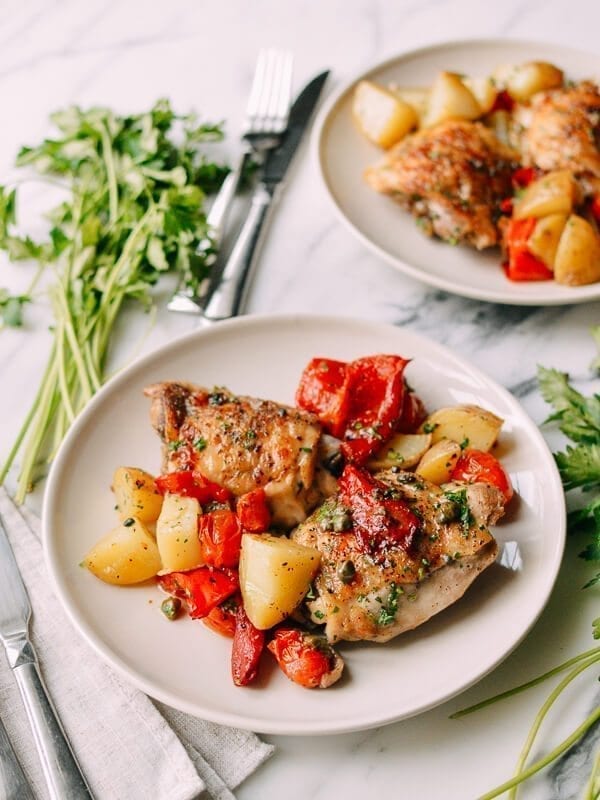 Mediterranean Chicken Thighs, by thewoksoflife.com