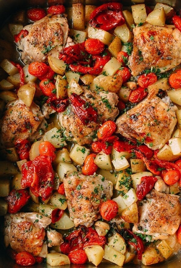 Mediterranean Chicken Thighs, by thewoksoflife.com