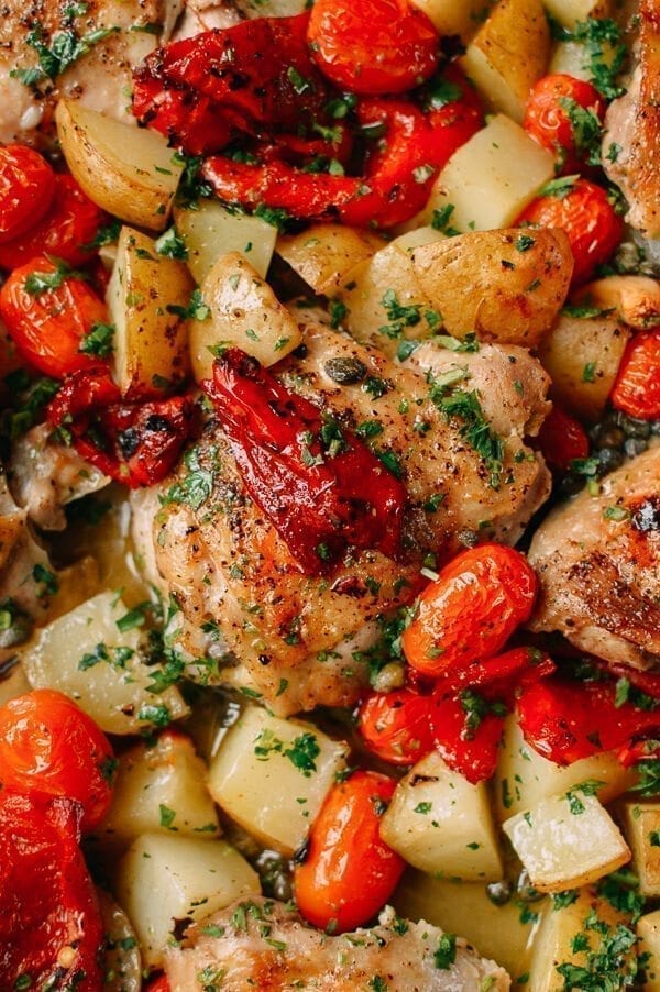 Mediterranean Chicken Thighs, by thewoksoflife.com