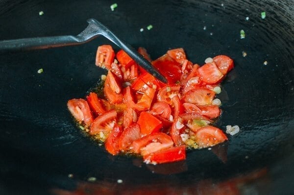 10-Minute Tomato Egg Drop Noodle Soup, by thewoksoflife.com