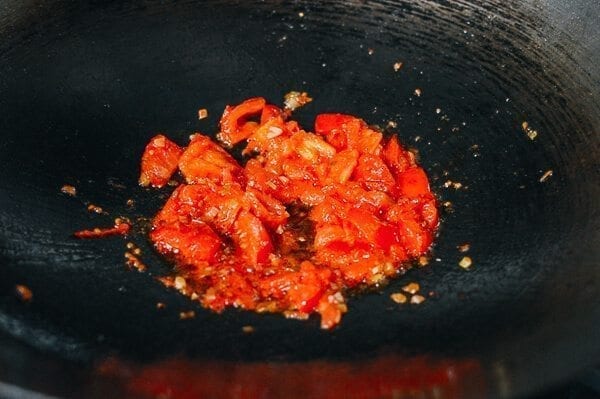 10-Minute Tomato Egg Drop Noodle Soup, by thewoksoflife.com