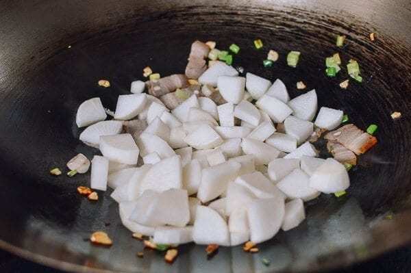 Braised Daikon with Salted Pork & Glass Noodles, by thewoksoflife.com