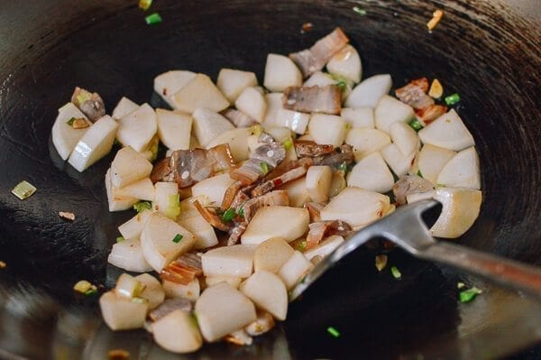 Braised Daikon with Salted Pork & Glass Noodles, by thewoksoflife.com