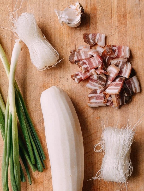 Braised Daikon with Salted Pork & Glass Noodles, by thewoksoflife.com