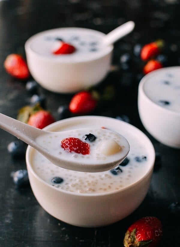 Coconut Tapioca Dessert with Sweet Rice Balls, by thewoksoflife.com