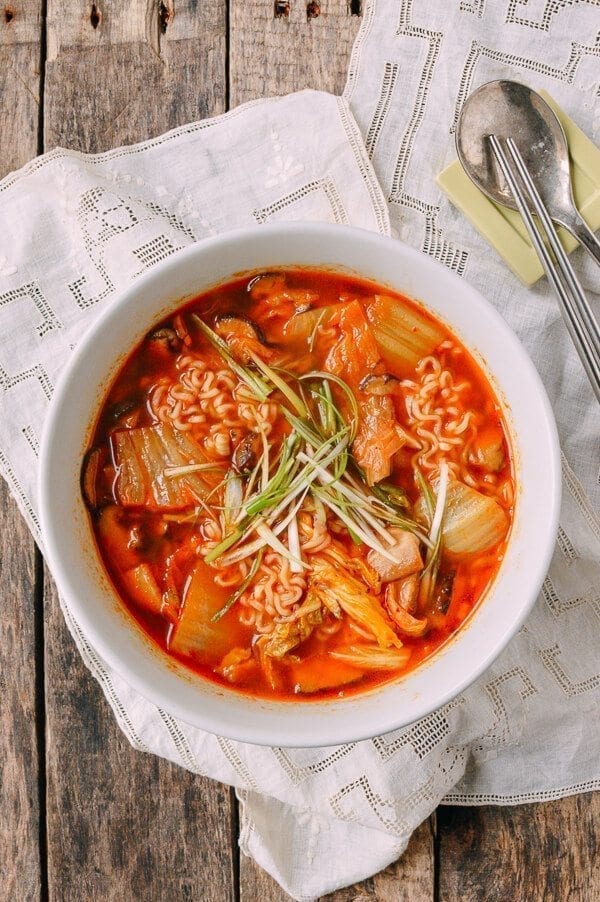 Quick and Easy Kimchi Ramen, by thewoksoflife.com