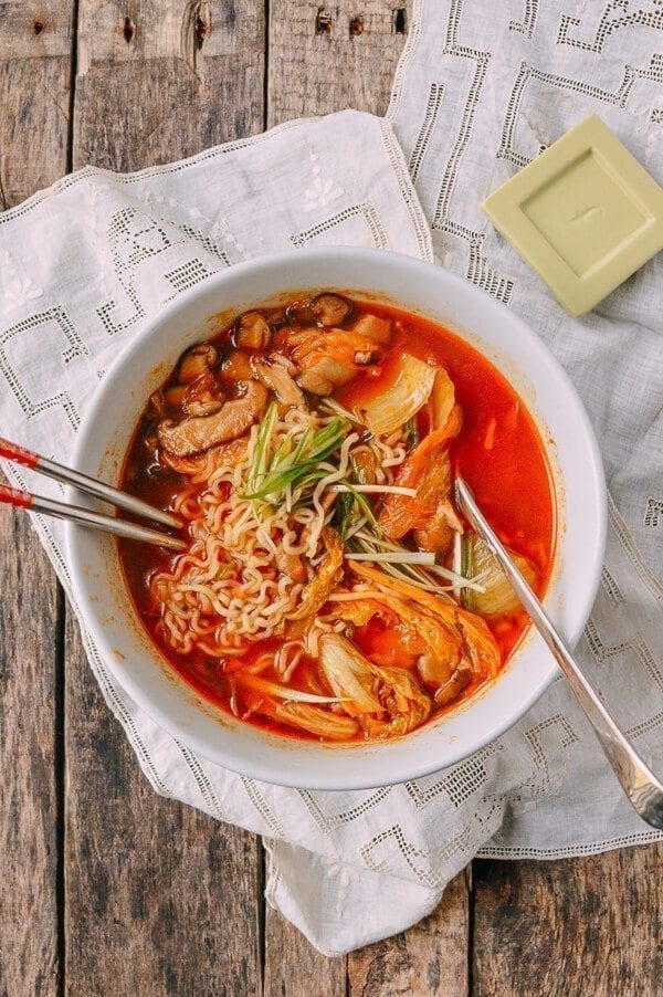 Quick and Easy Kimchi Ramen, by thewoksoflife.com