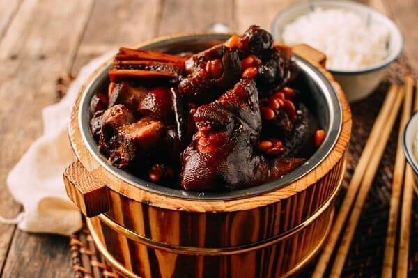 Braised Pork Trotters with Soybeans, by thewoksoflife.com