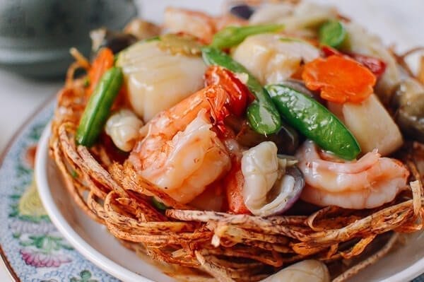 Chinese Seafood Bird Nest, by thewoksoflife.com