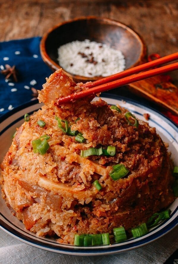 Steamed Pork with Rice Powder, by thewoksoflife.com