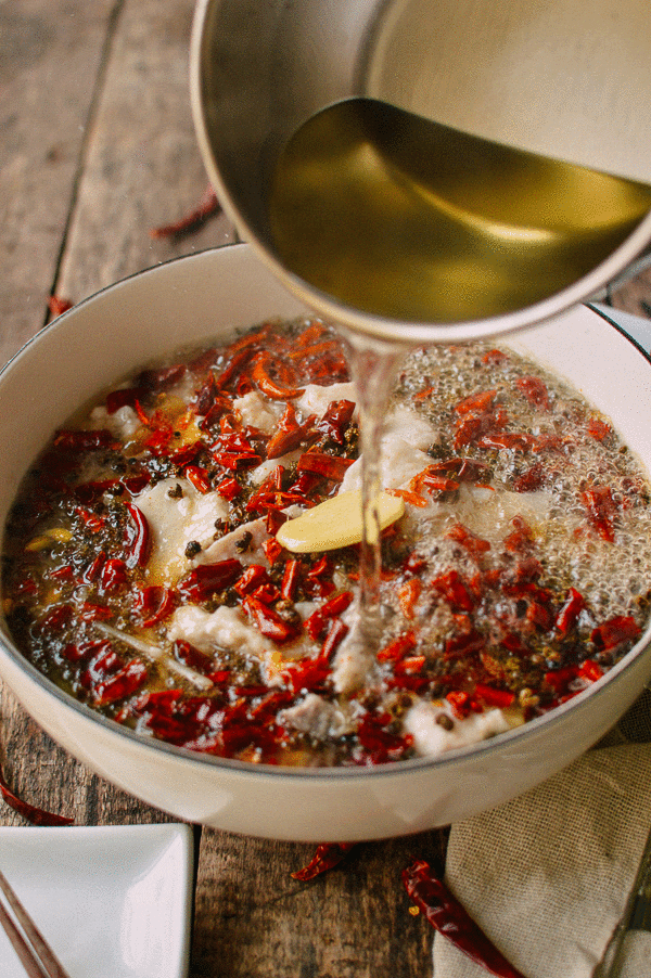 Sichuan Boiled Fish (Shui Zhu Yu, 水煮鱼), by thewoksoflife.com