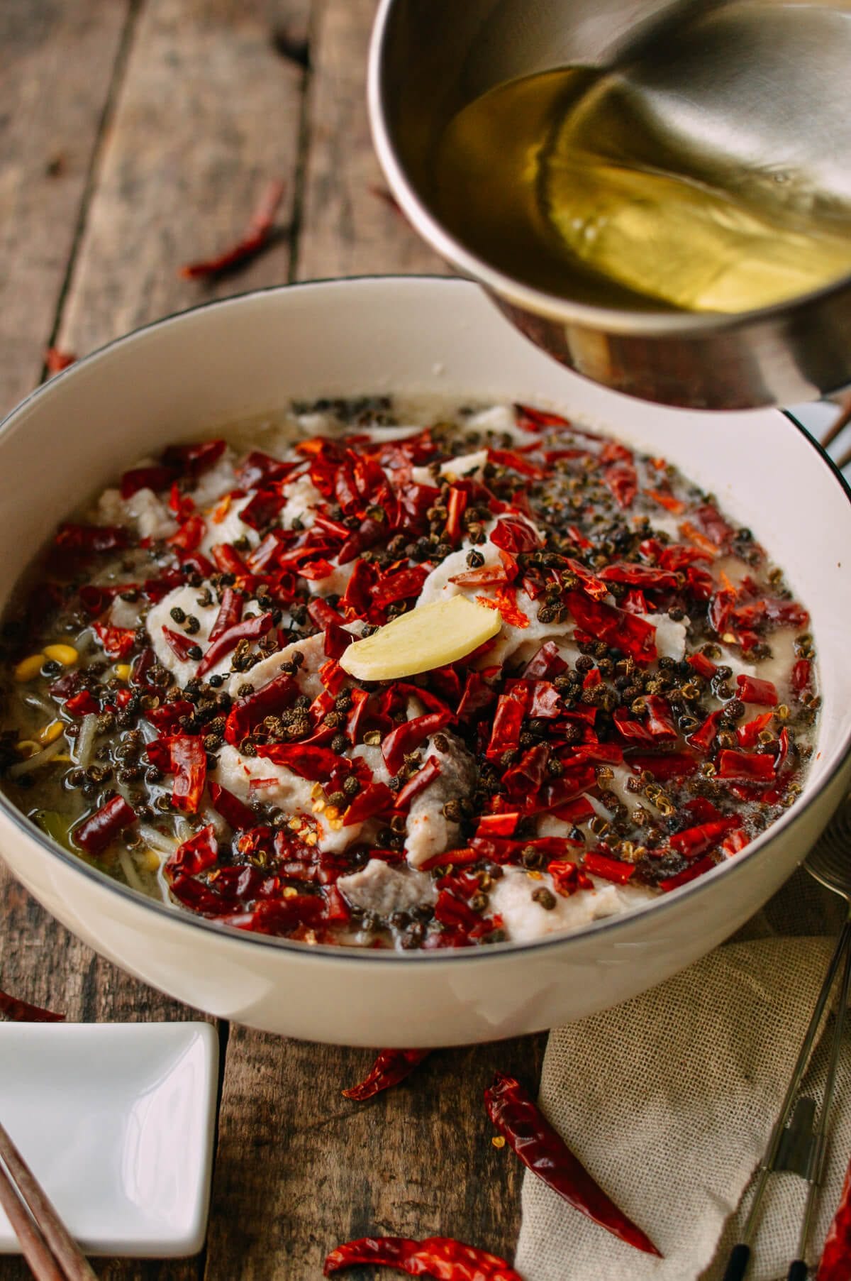 Sichuan Boiled Fish (Shui Zhu Yu, 水煮鱼), by thewoksoflife.com