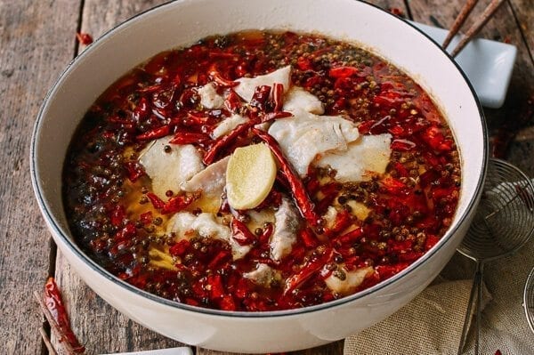 Sichuan Boiled Fish (Shui Zhu Yu, 水煮鱼), by thewoksoflife.com