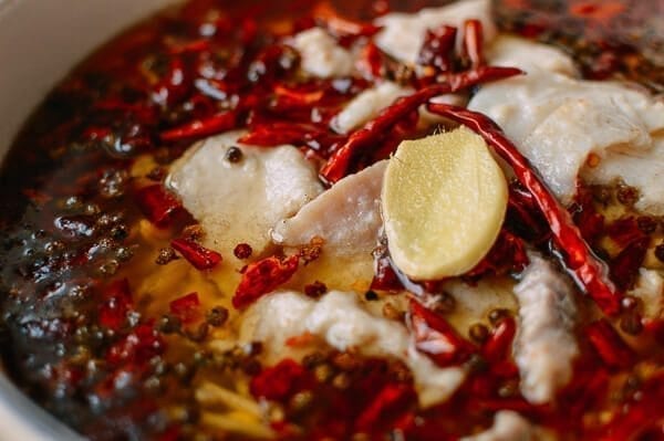 Sichuan Boiled Fish (Shui Zhu Yu, 水煮鱼), by thewoksoflife.com
