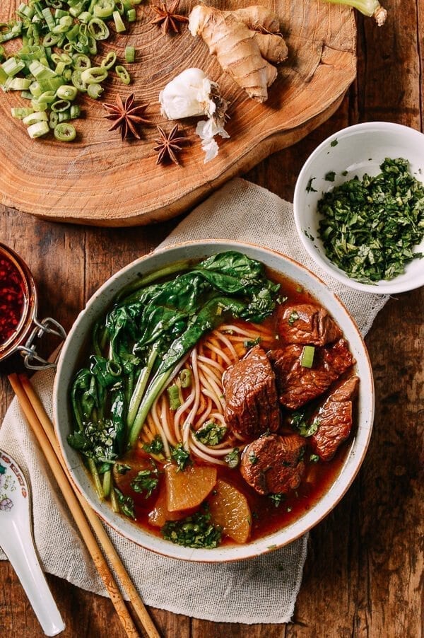 Braised Beef Noodle Soup, by thewoksoflife.com