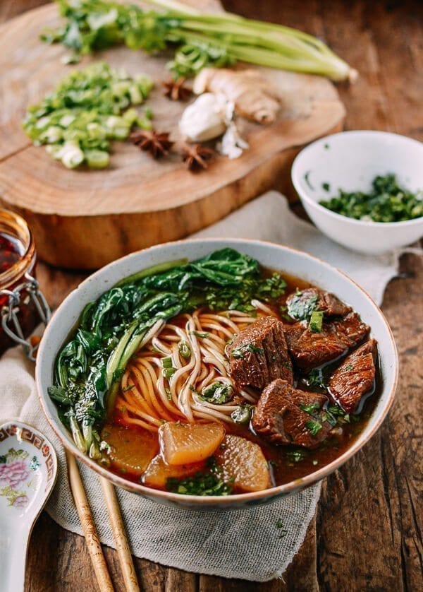 Braised Beef Noodle Soup, by thewoksoflife.com