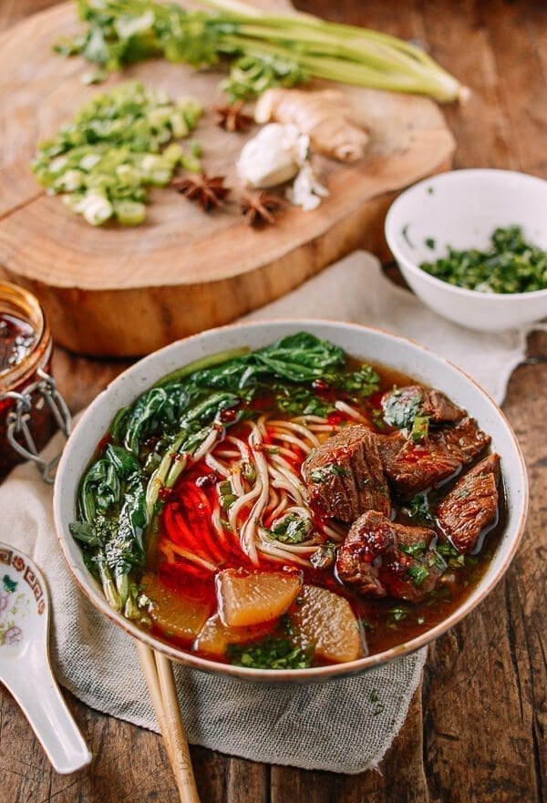 Braised Beef Noodle Soup, by thewoksoflife.com