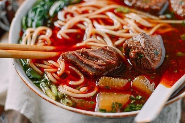 Braised Beef Noodle Soup, by thewoksoflife.com