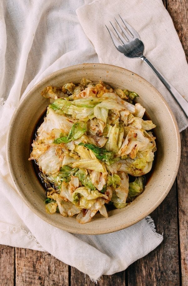 Stir-Fried Lettuce, A Healthy Cooked Lettuce Recipe, by thewoksoflife.com