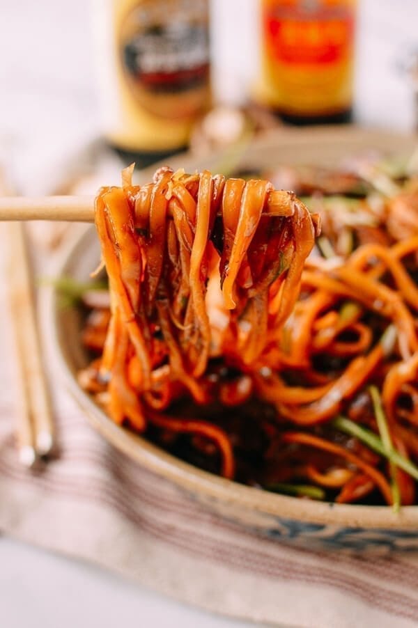 Soy Sauce Braised Wild Mushroom Noodles, by thewoksoflife.com