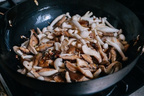 Soy Sauce Braised Wild Mushroom Noodles, by thewoksoflife.com