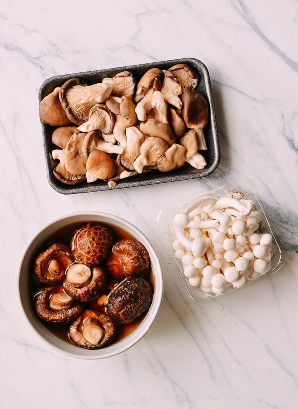 Soy Sauce Braised Wild Mushroom Noodles, by thewoksoflife.com