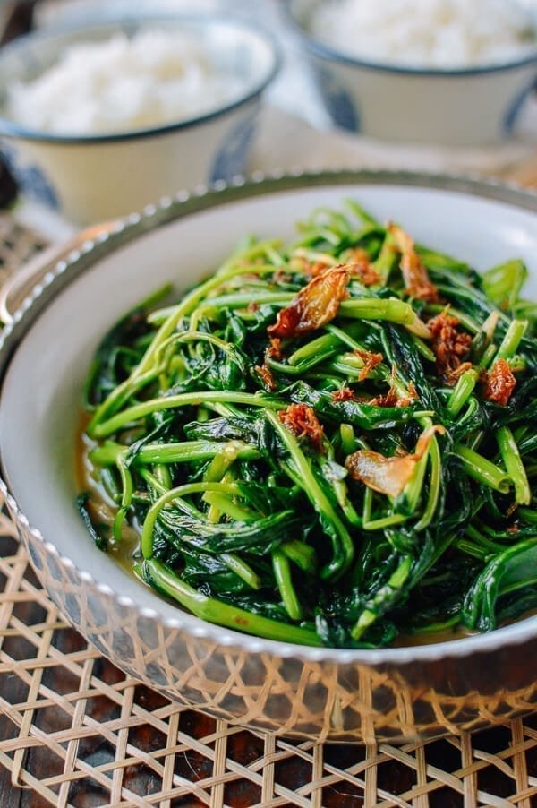 Ong Choy (Water Spinach) with XO sauce, by thewoksoflife.com