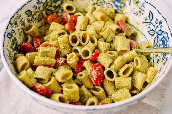 Basil Mint Pesto Pasta, by thewoksoflife.com