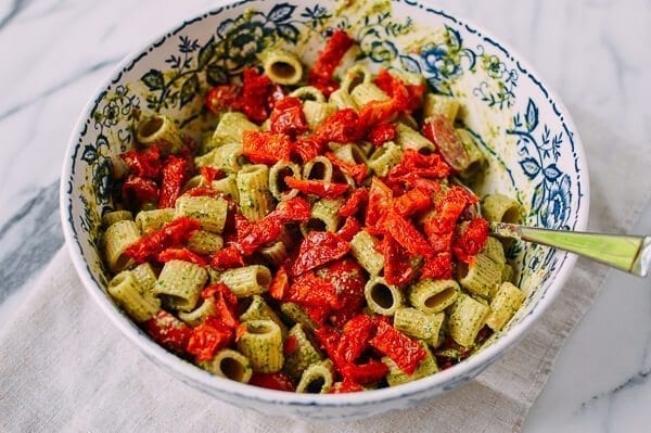 Basil Mint Pesto Pasta, by thewoksoflife.com