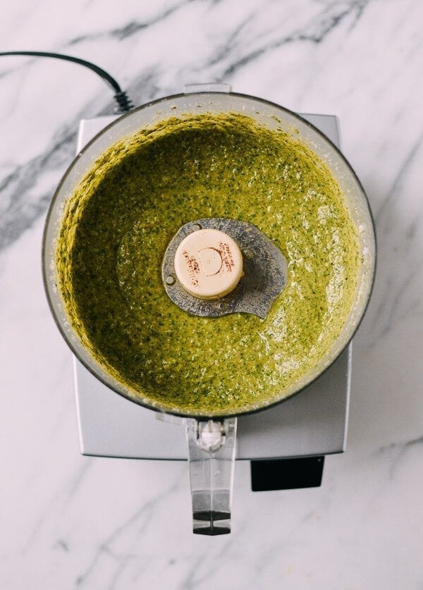 Basil Mint Pesto Pasta, by thewoksoflife.com