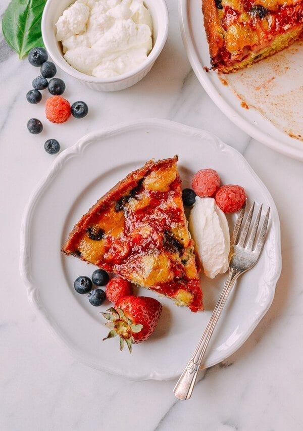 Basil Berry Cake, by thewoksoflife.com