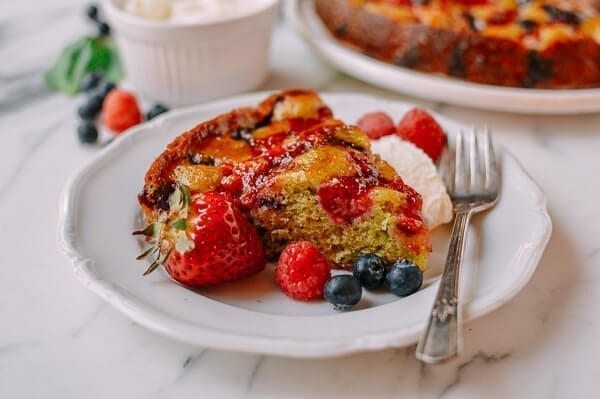 Basil Berry Cake, by thewoksoflife.com