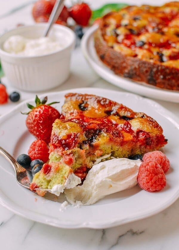 Basil Berry Cake, by thewoksoflife.com
