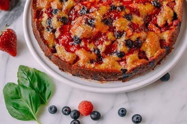 Basil Berry Cake, by thewoksoflife.com
