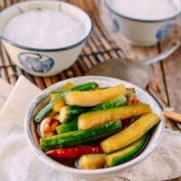 Chinese Pickled Cucumbers, by thewoksoflife.com