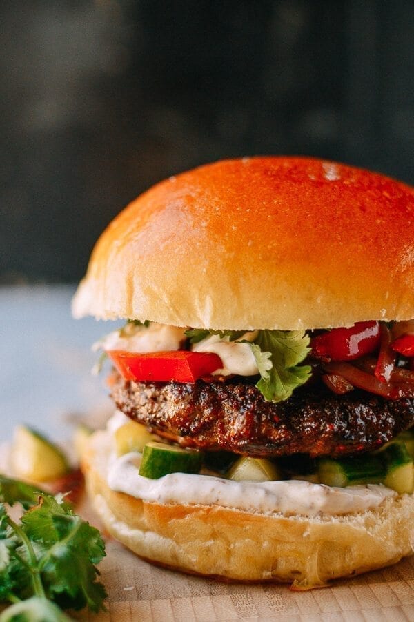 Cumin Lamb Burgers, by thewoksoflife.com