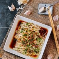 Enoki Mushrooms with Garlic & Scallion Sauce, by thewoksoflife.com