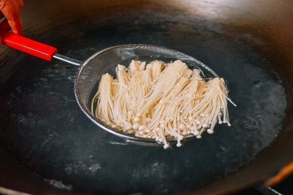 Enoki Mushrooms with Garlic & Scallion Sauce, by thewoksoflife.com