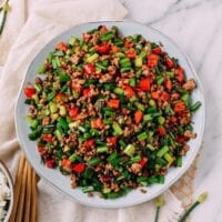 garlic chive stir fry with Pork, by thewoksoflife.com