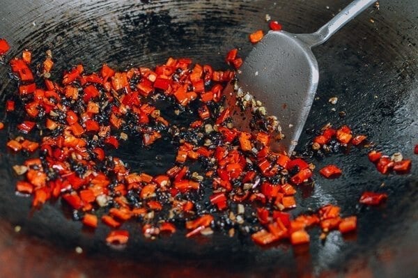 Garlic Chives with Pork, by thewoksoflife.com