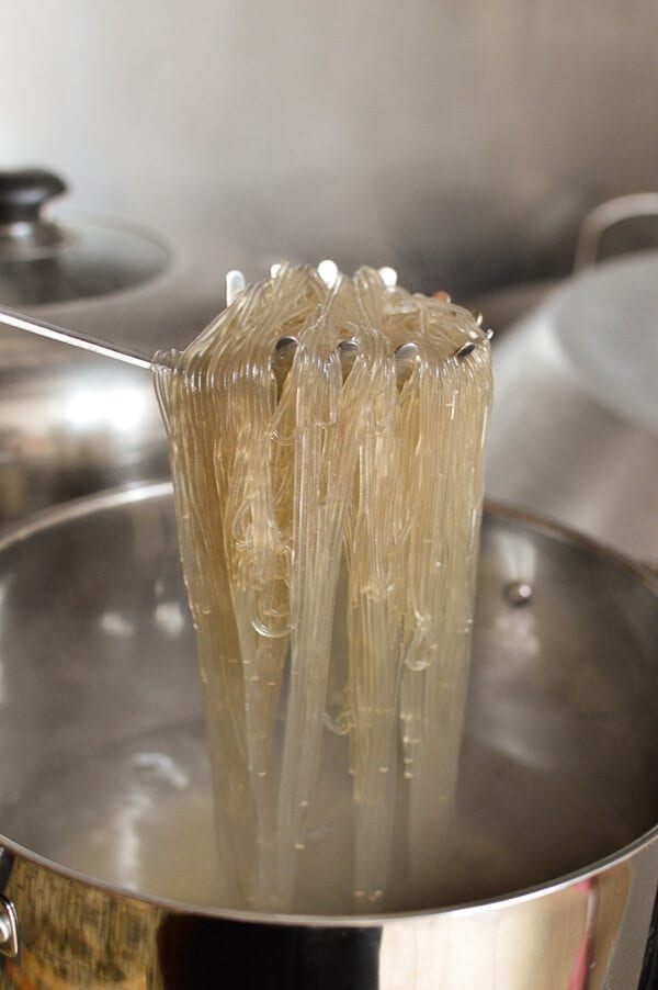 Boiling Korean sweet potato noodles, thewoksoflife.com