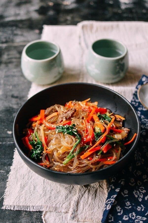 Japchae (Korean Glass Noodles), by thewoksoflife.com