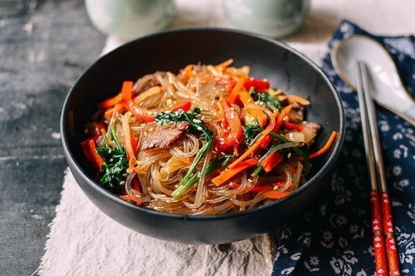 Japchae (Korean Glass Noodles), by thewoksoflife.com
